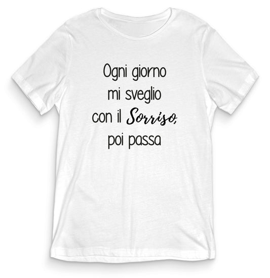 T-shirt Divertente - MI SVEGLIO COL SORRISO - tee24-019