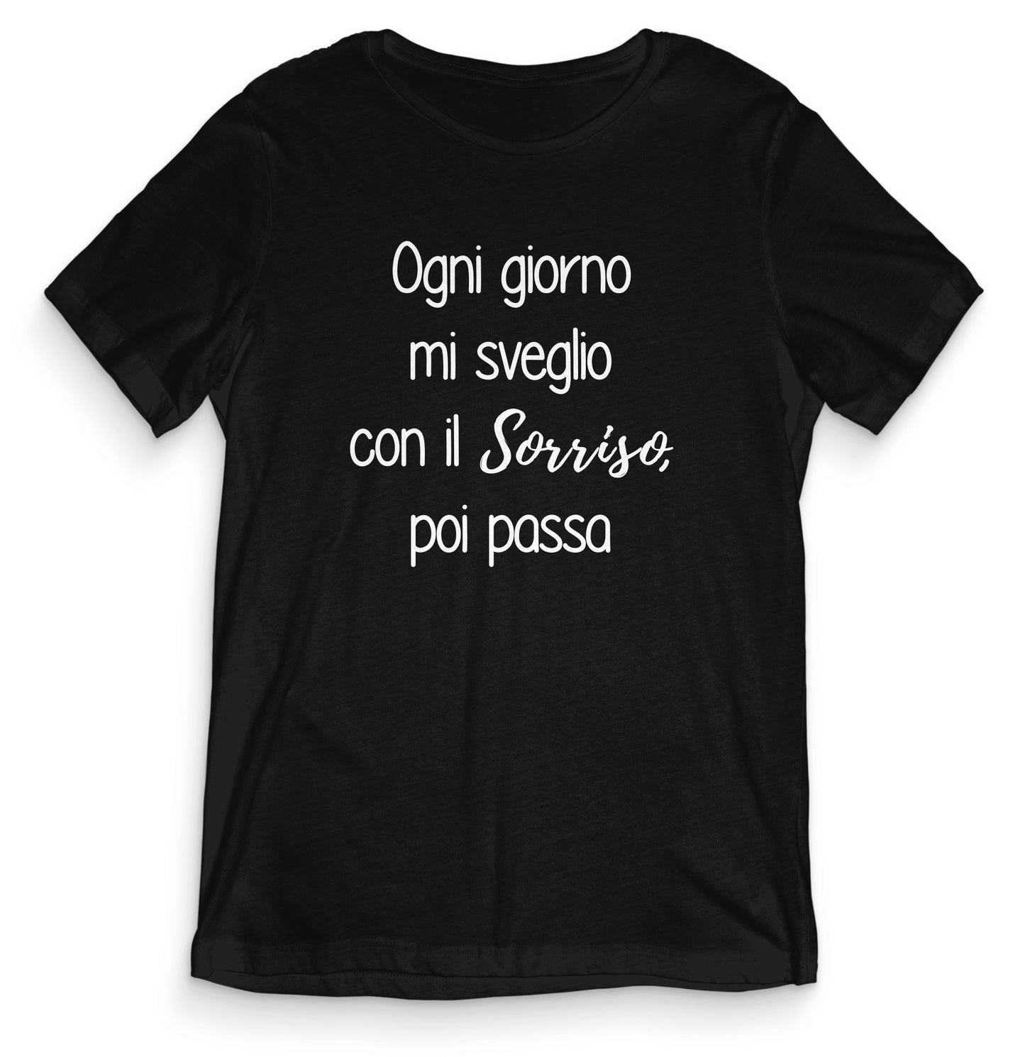 T-shirt Divertente - MI SVEGLIO COL SORRISO - tee24-019