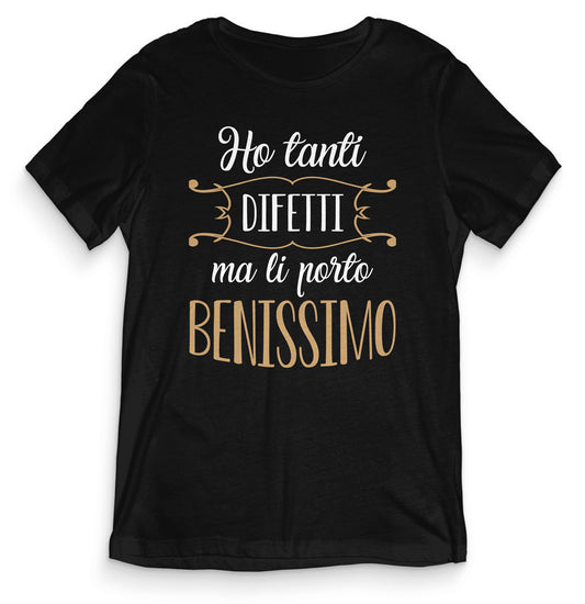 TeesBlitz T-Shirt divertente - Ho tanti difetti ma li porto benissimo - tee21-012