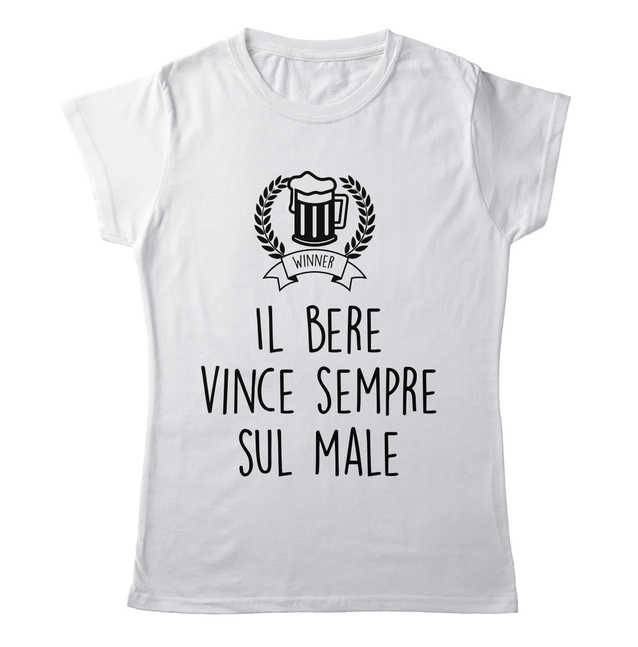 TeesBlitz T-Shirt divertente - Il bere vince sempre sul male - tee21-018