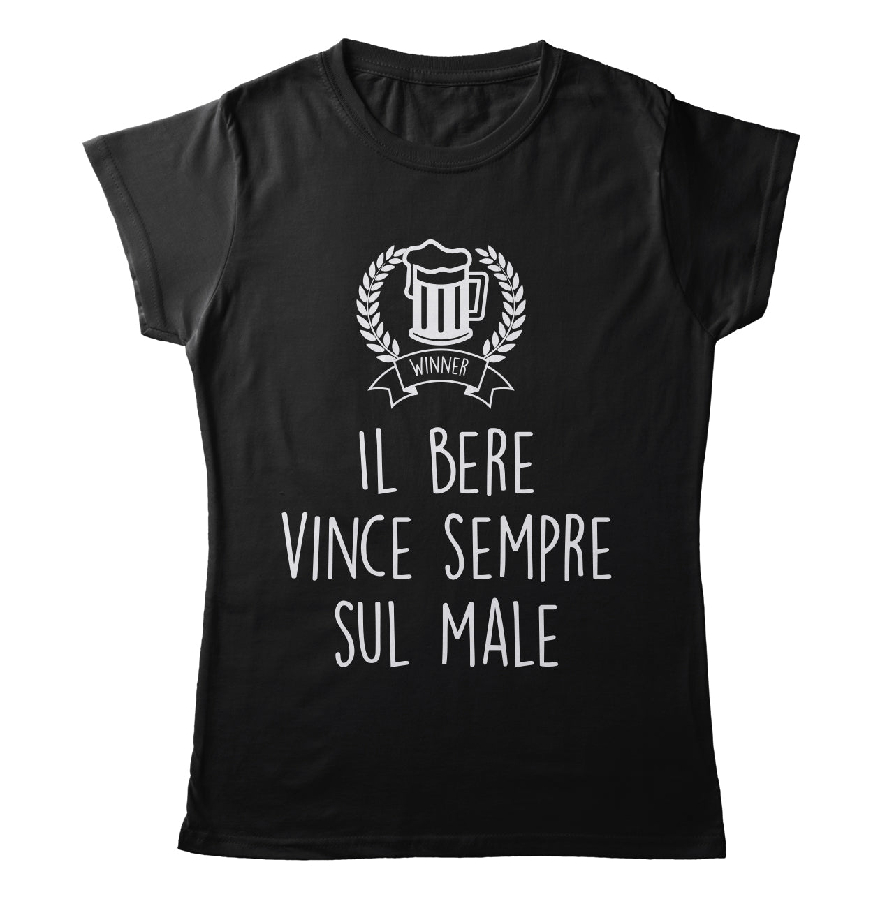 TeesBlitz T-Shirt divertente - Il bere vince sempre sul male - tee21-018