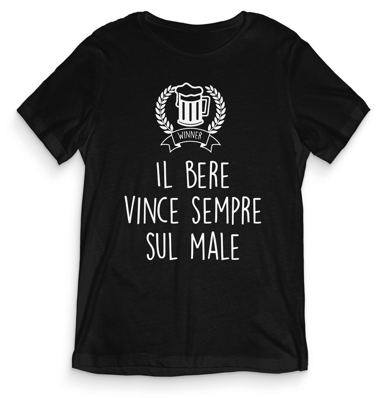 TeesBlitz T-Shirt divertente - Il bere vince sempre sul male - tee21-018