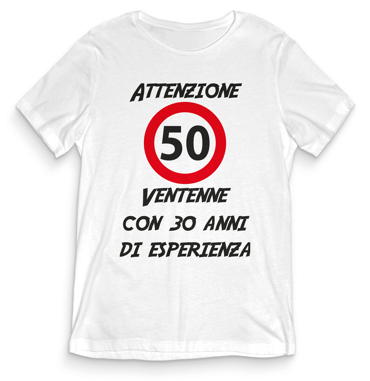 TeesBlitz T-Shirt divertente - Attenzione 50 ventenne con 30 anni di esperienza- tee21-041