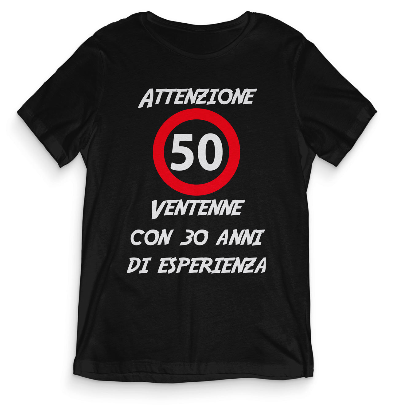 TeesBlitz T-Shirt divertente - Attenzione 50 ventenne con 30 anni di esperienza- tee21-041